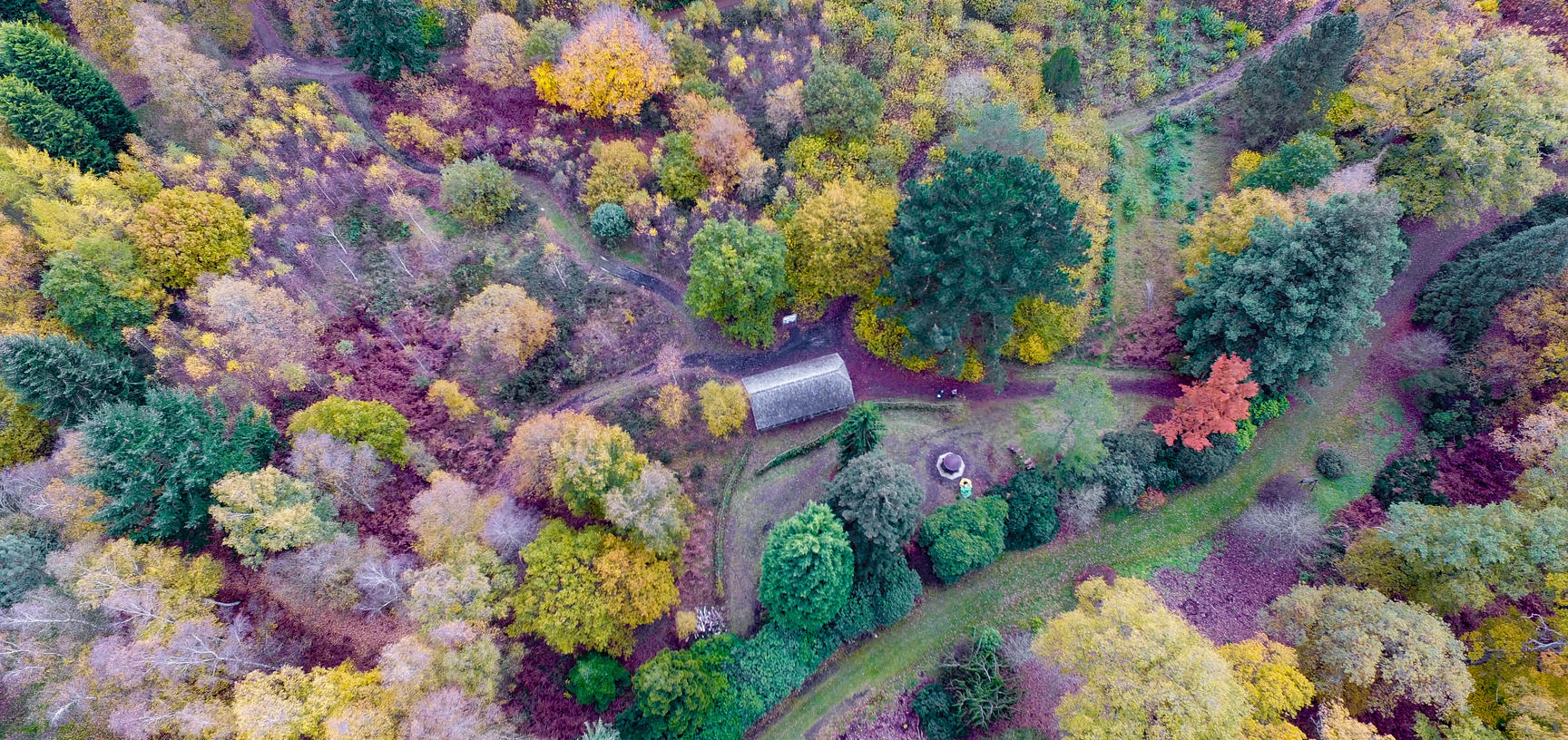 harcourt arboretum  autumn  barn  drone