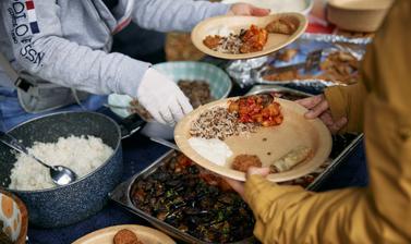 Close up of food being served at Autumn Fair