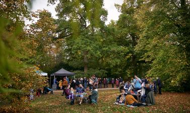 Families enjoying the Autumn Fair at Harcourt Arboretum