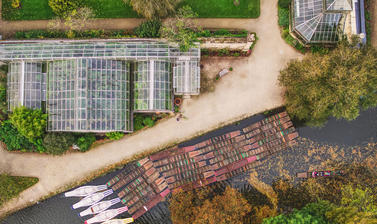 botanic garden  glasshouses  drone  punts  autumn