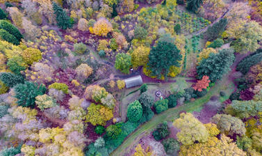 harcourt arboretum  autumn  barn  drone