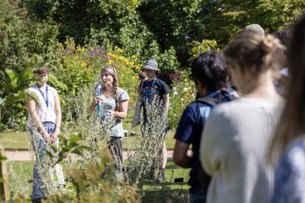 Dr Sarah Edwards leads an ethnobotanical tour in the Garden