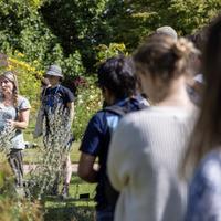 Dr Sarah Edwards leads an ethnobotanical tour in the Garden