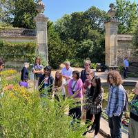 Students learning about Oxford Botanic Garden.